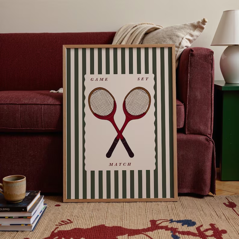 Retro Tennis Racket Wall Art P - Badminton Quotes review and price